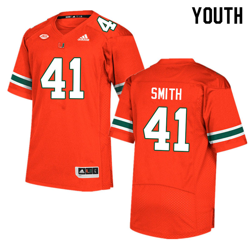 Youth #41 Chase Smith Miami Hurricanes College Football Jerseys Sale-Orange